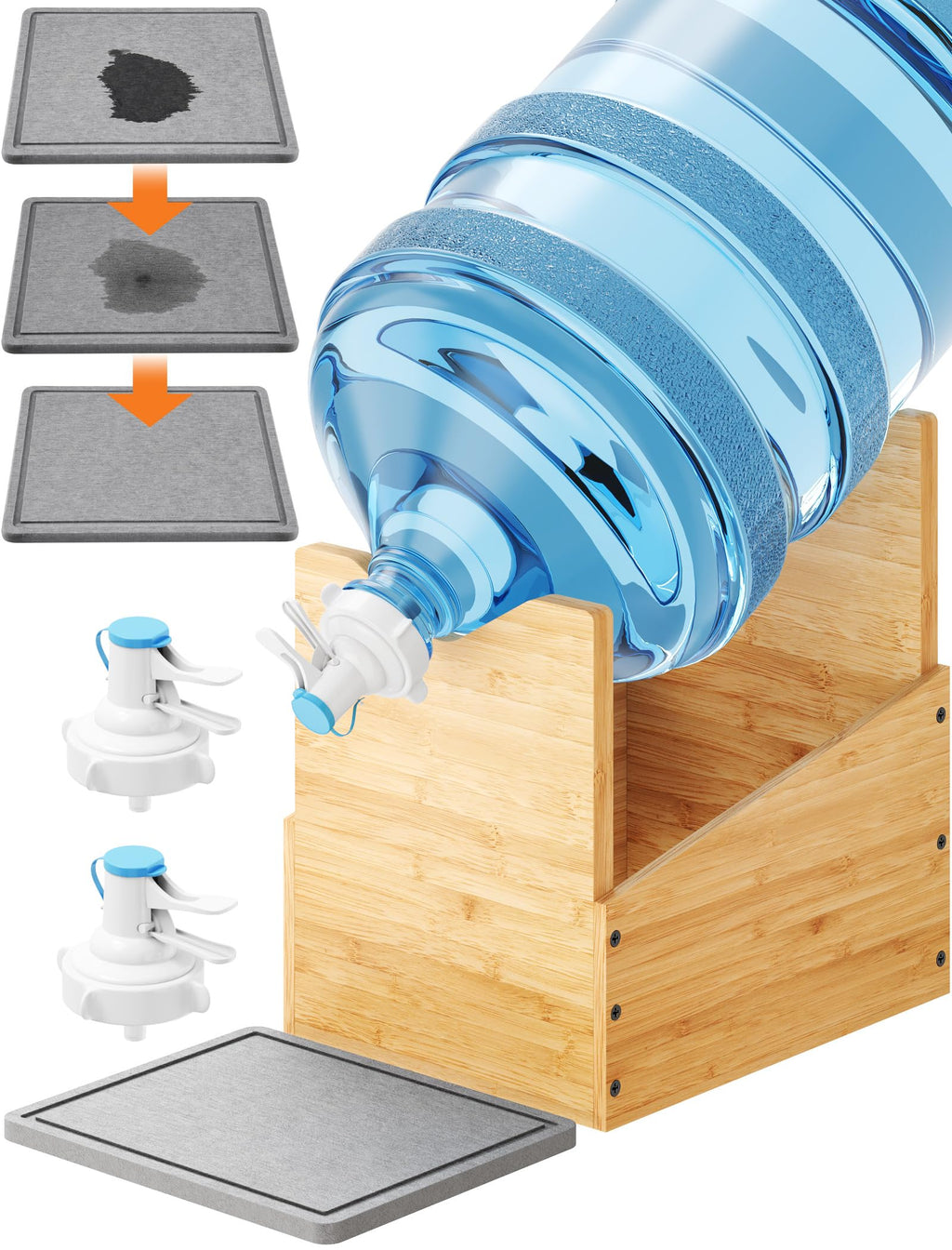 5 Gallon Wood Water Jug Stand with Diatomite U131