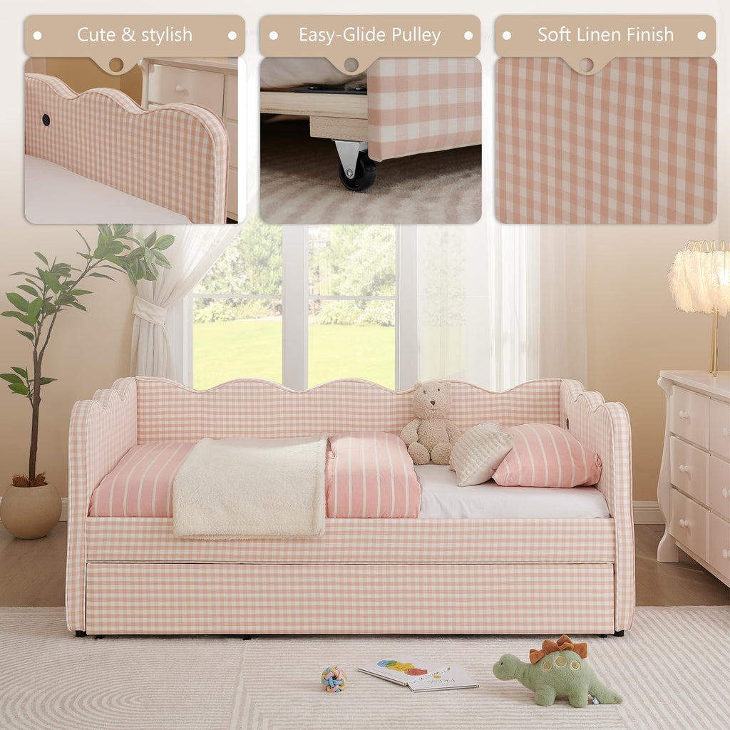 Twin to King Upholstered Daybed with Pop Up Trundle Bed V2722
