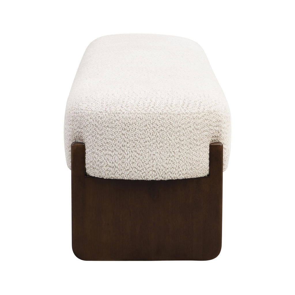 Beige Brown Loop Yarn Fabric Ottoman Bench F740