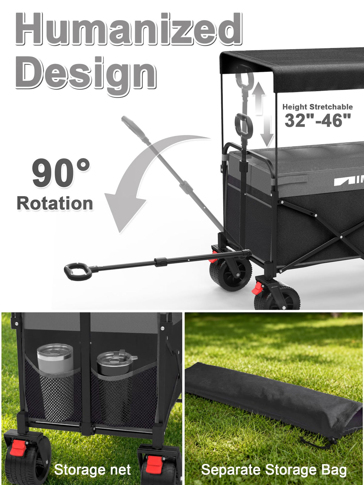 Collapsible Wagon with Canopy Black S111075