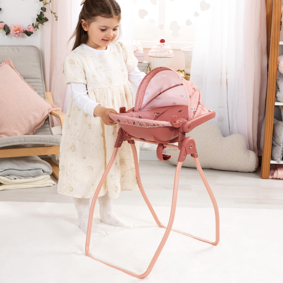 Pink Convertible Doll Highchair Swing Bed Car Seat Z242833