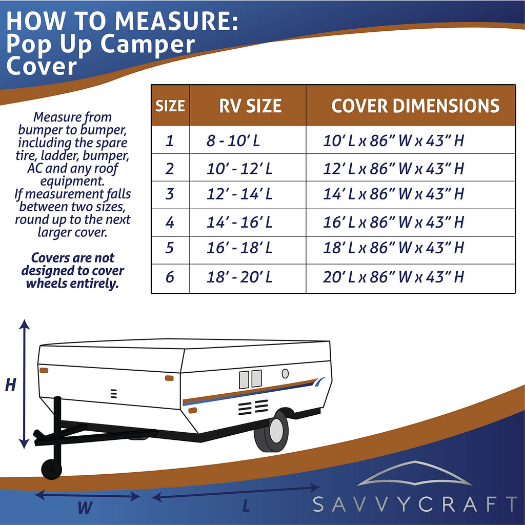 Waterproof Pop Up Camper Cover 14-16 ft Y8132