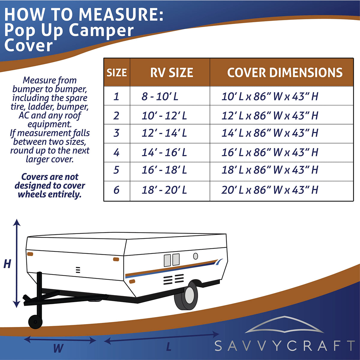 Waterproof Pop Up Camper Cover 14-16 ft Y8132