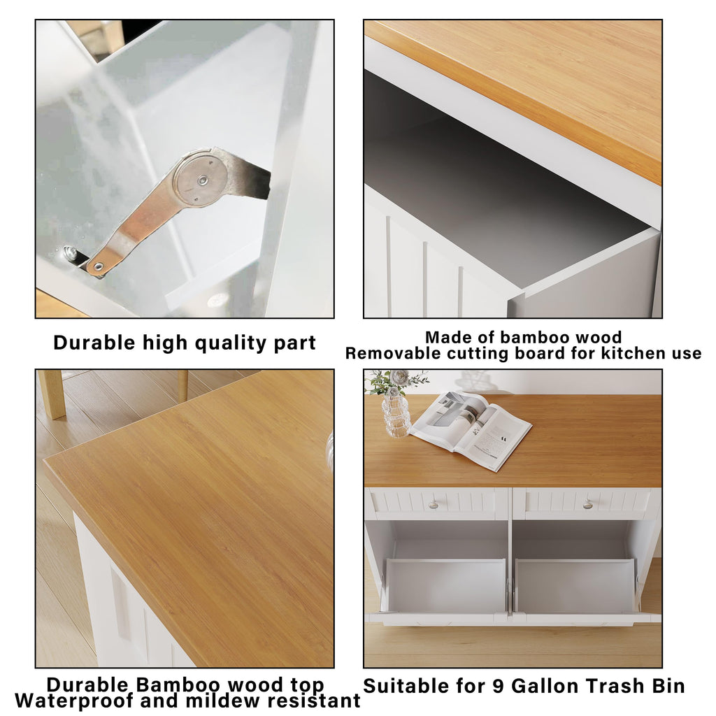 White 20 Gallons Tilt-Out Trash Can Cabinet B83555