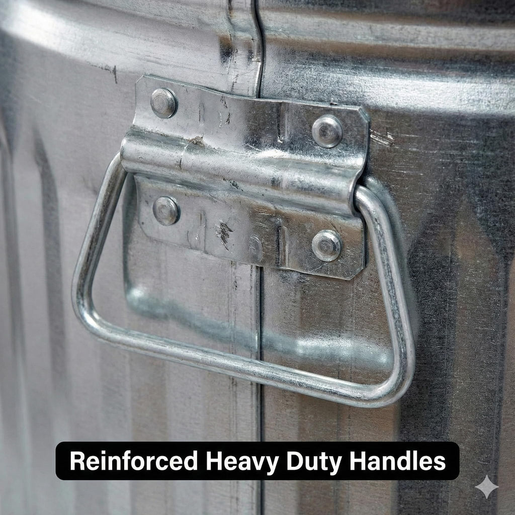 31 Gallon Galvanized Steel Locking Lid Trash Can D3630