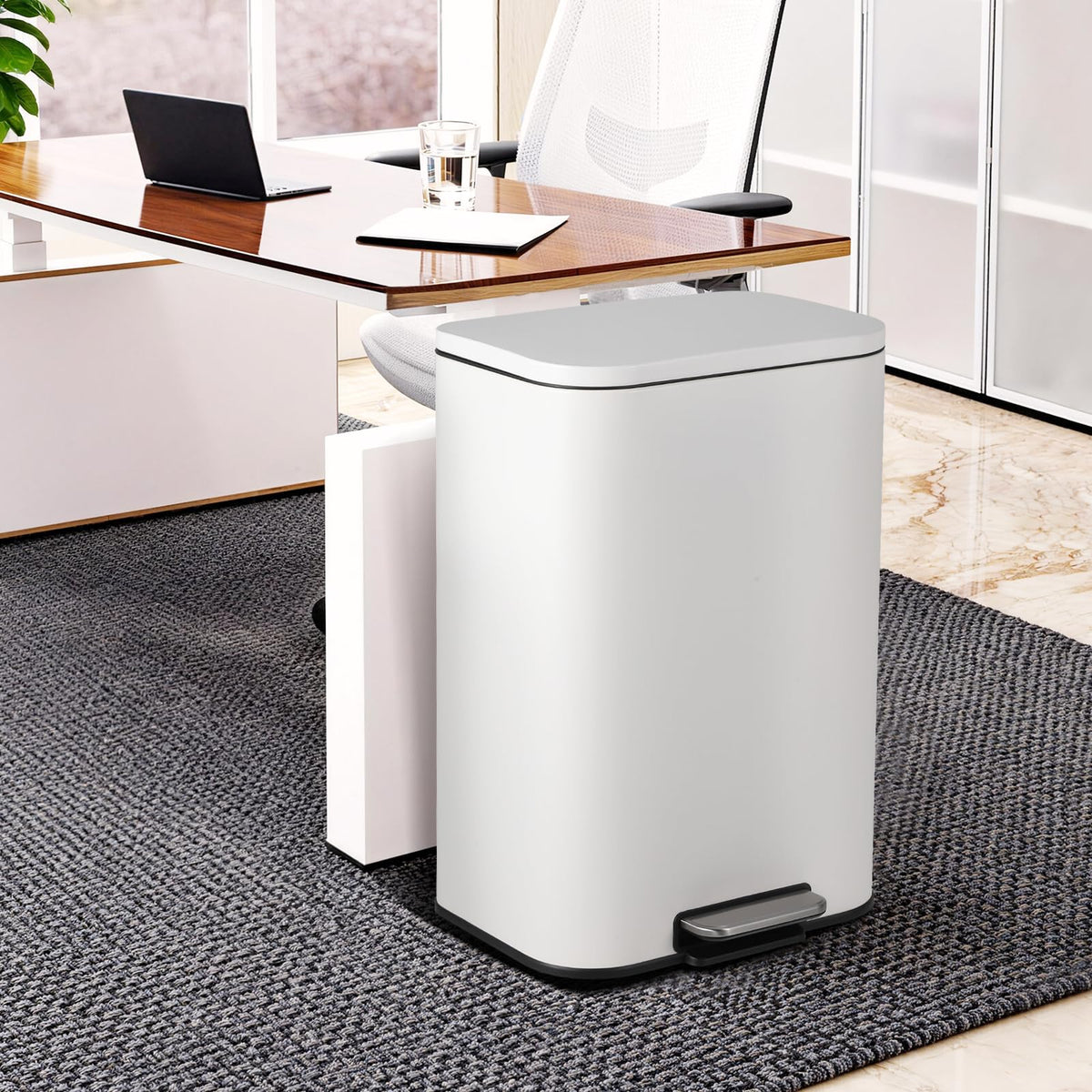 50L Stainless Steel Step Trash Can with Soft-Close Lid H57177