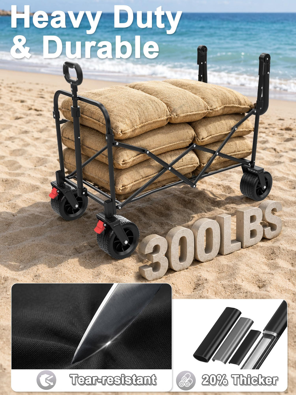 Collapsible Wagon with Canopy Black S111075