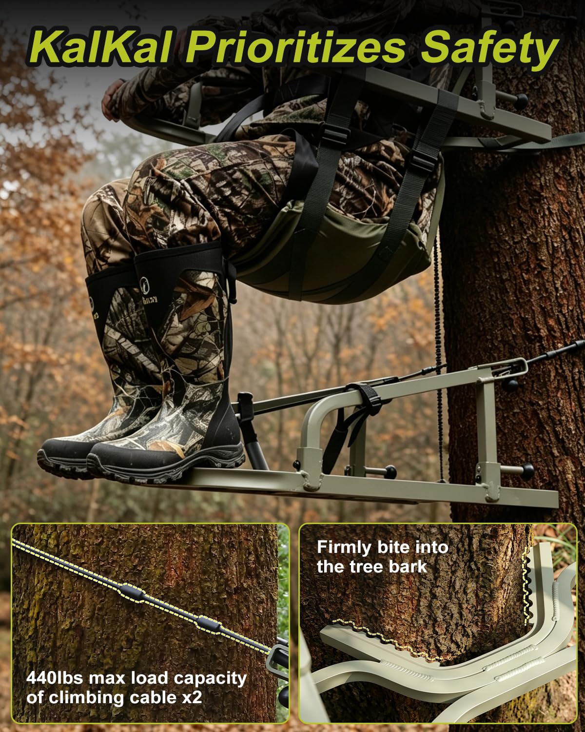 Climbing Tree Stand with Harness and Camo Seat Cushion K31303