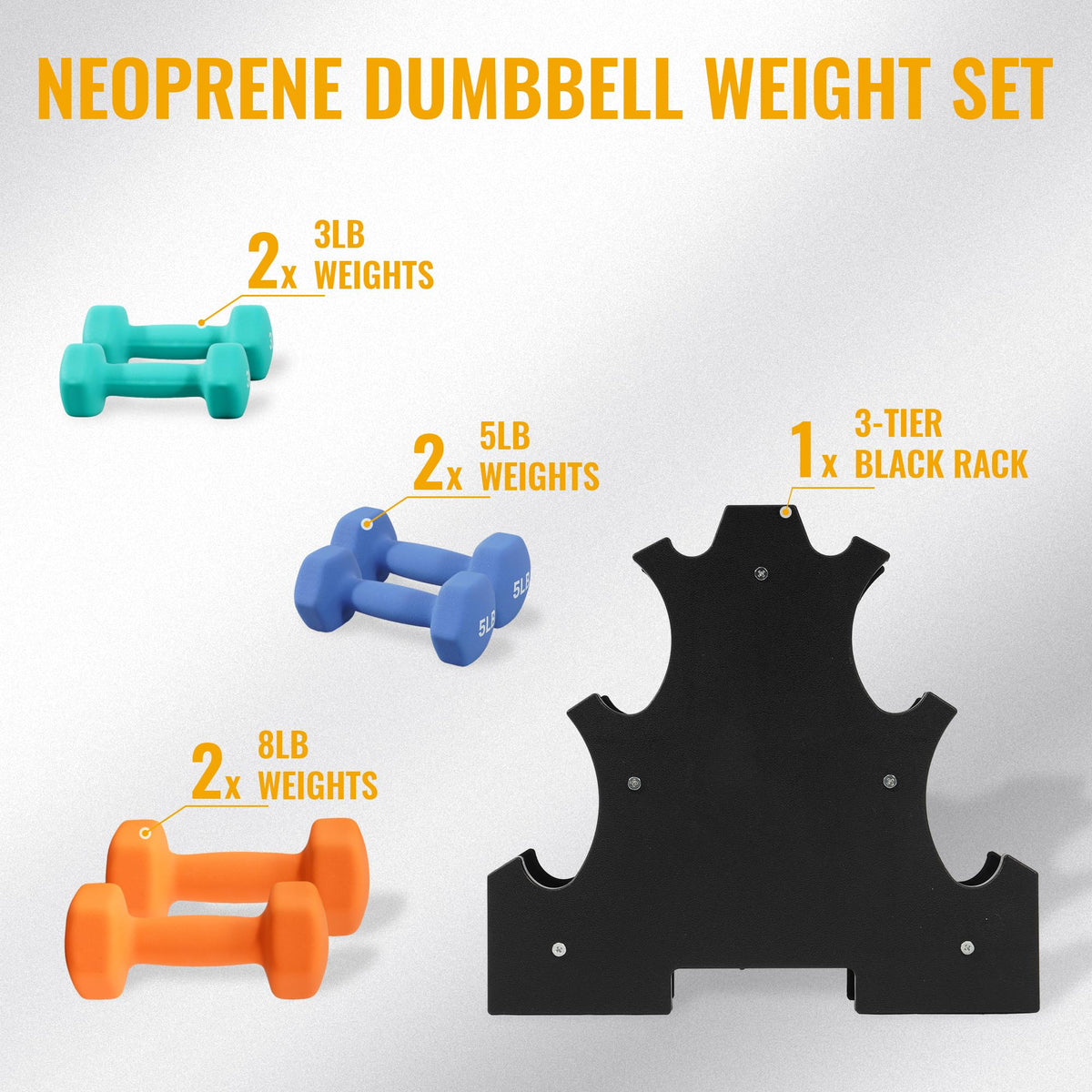 Neoprene Dumbbell Set with Rack P7744