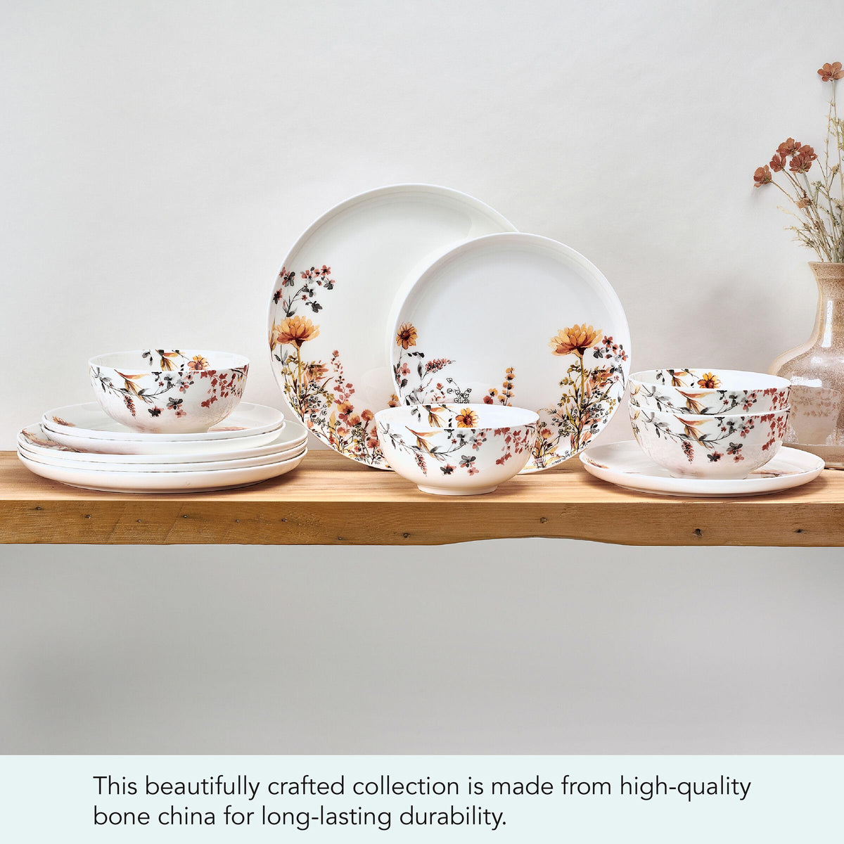 12 Piece Floral Bone China Dinnerware Set Z566695