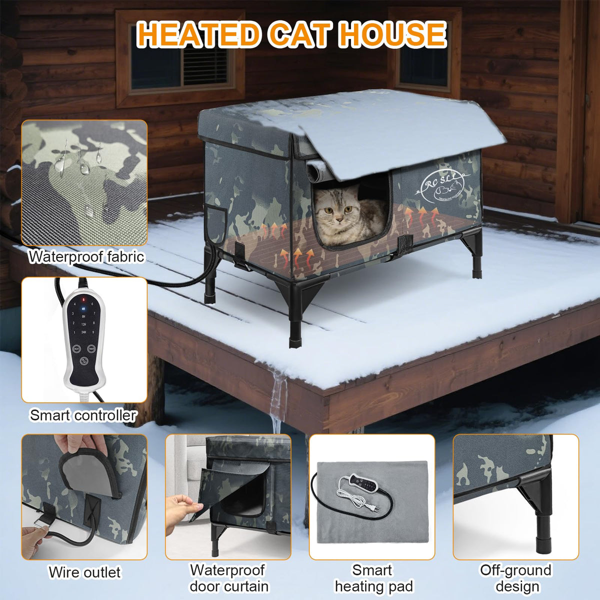 Heated Cat House with Escape Door P2946