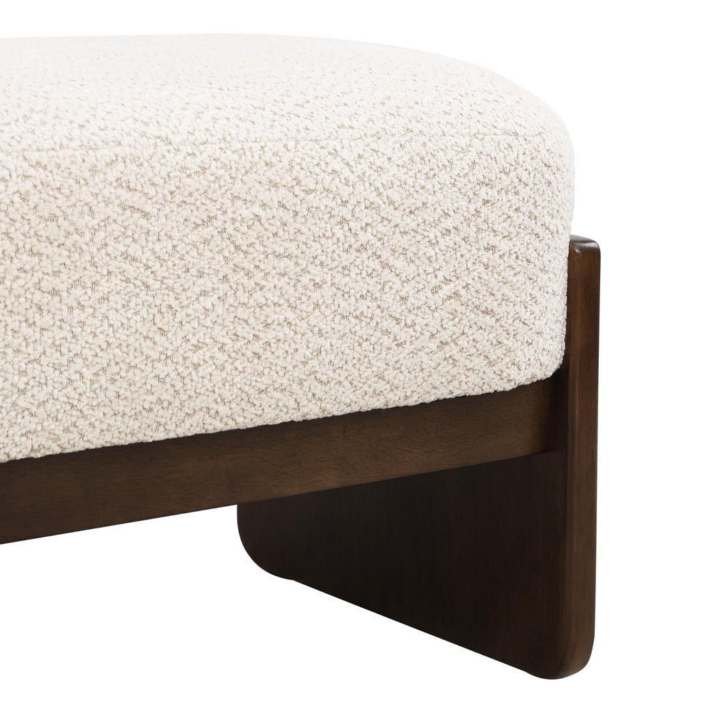 Beige Brown Loop Yarn Fabric Ottoman Bench F740