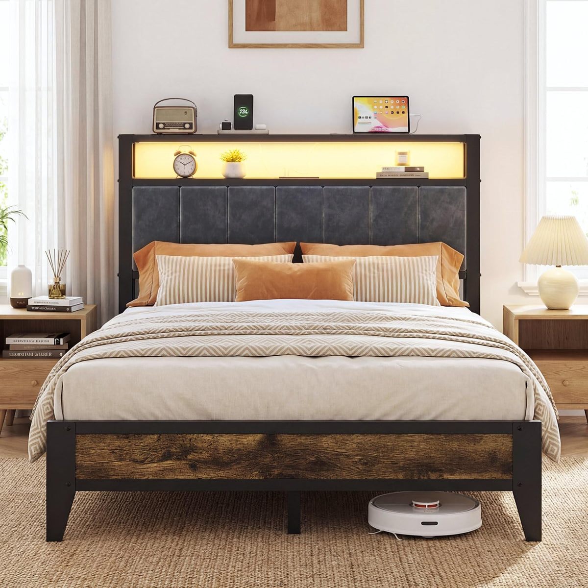 Full Size Bed Frame with Headboard P404