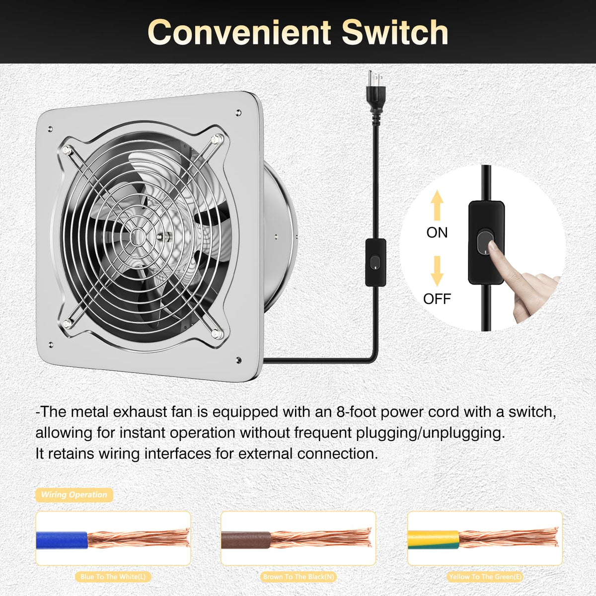 6 inch 308CFM Wall Mounted Exhaust Fan with Check Valve L96902