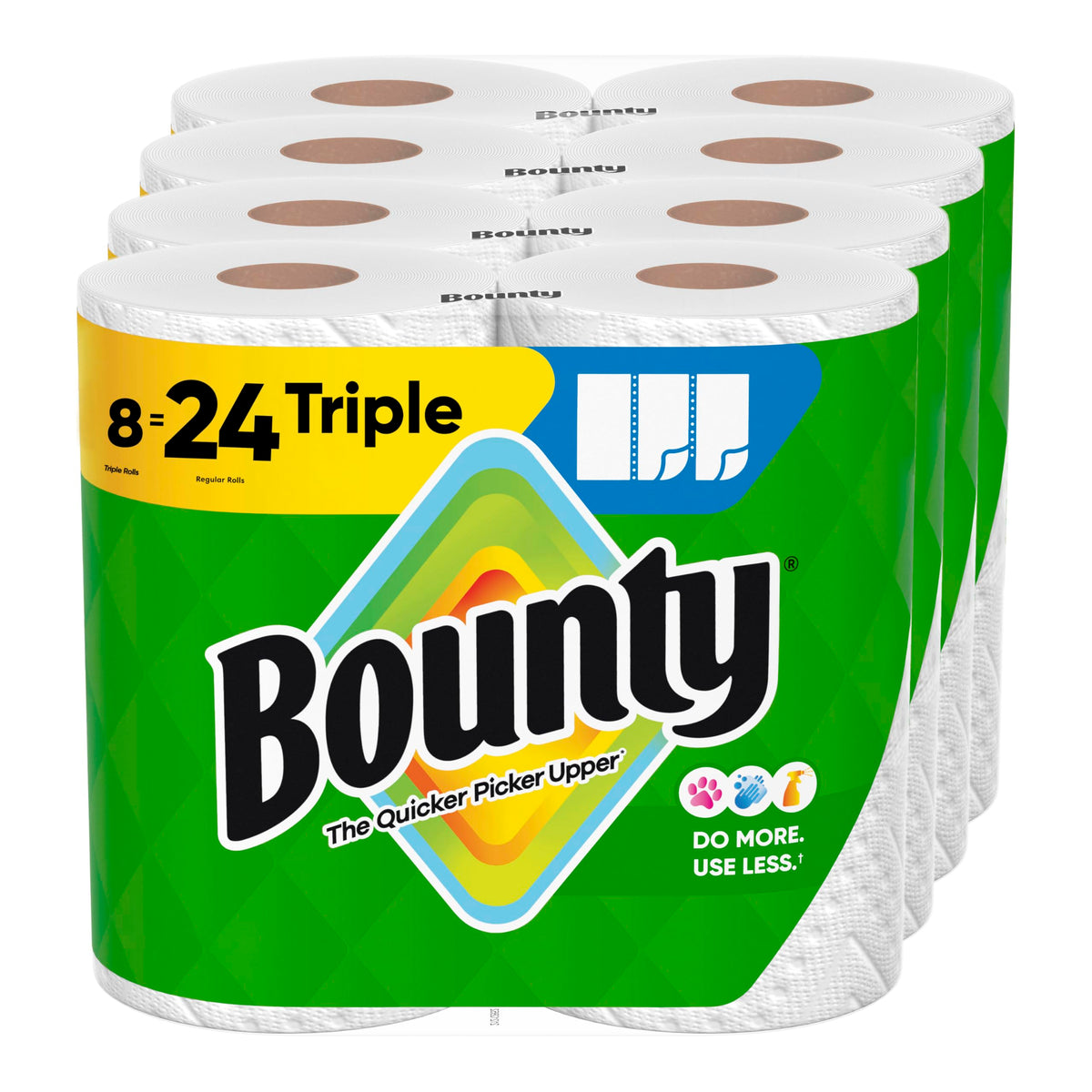 White Paper Towels, 8 Triple Rolls M33378