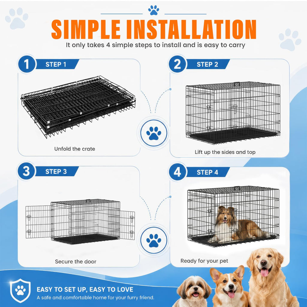 48 Inch Folding Metal Dog Crate Q251501