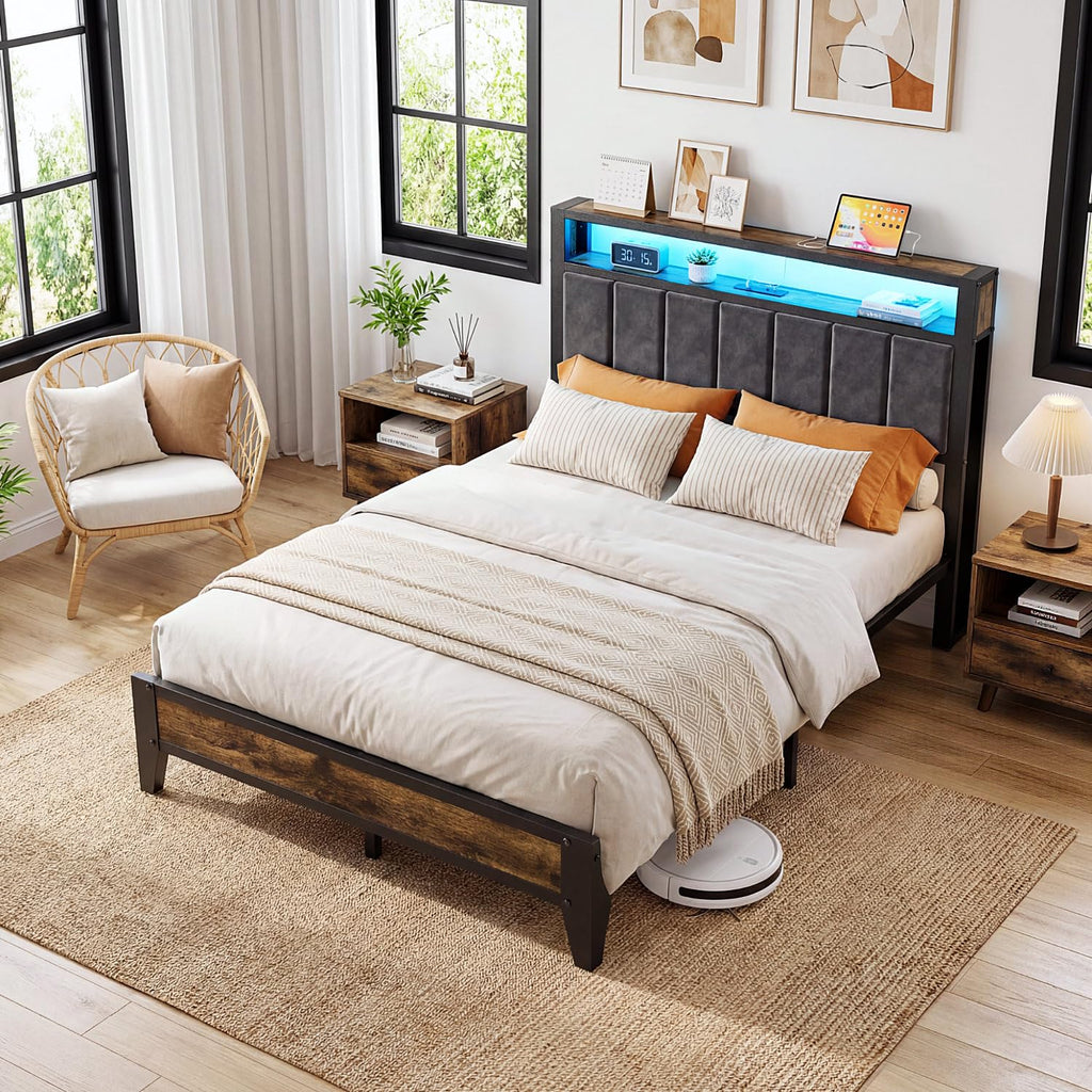 Full Size Bed Frame with Headboard P404