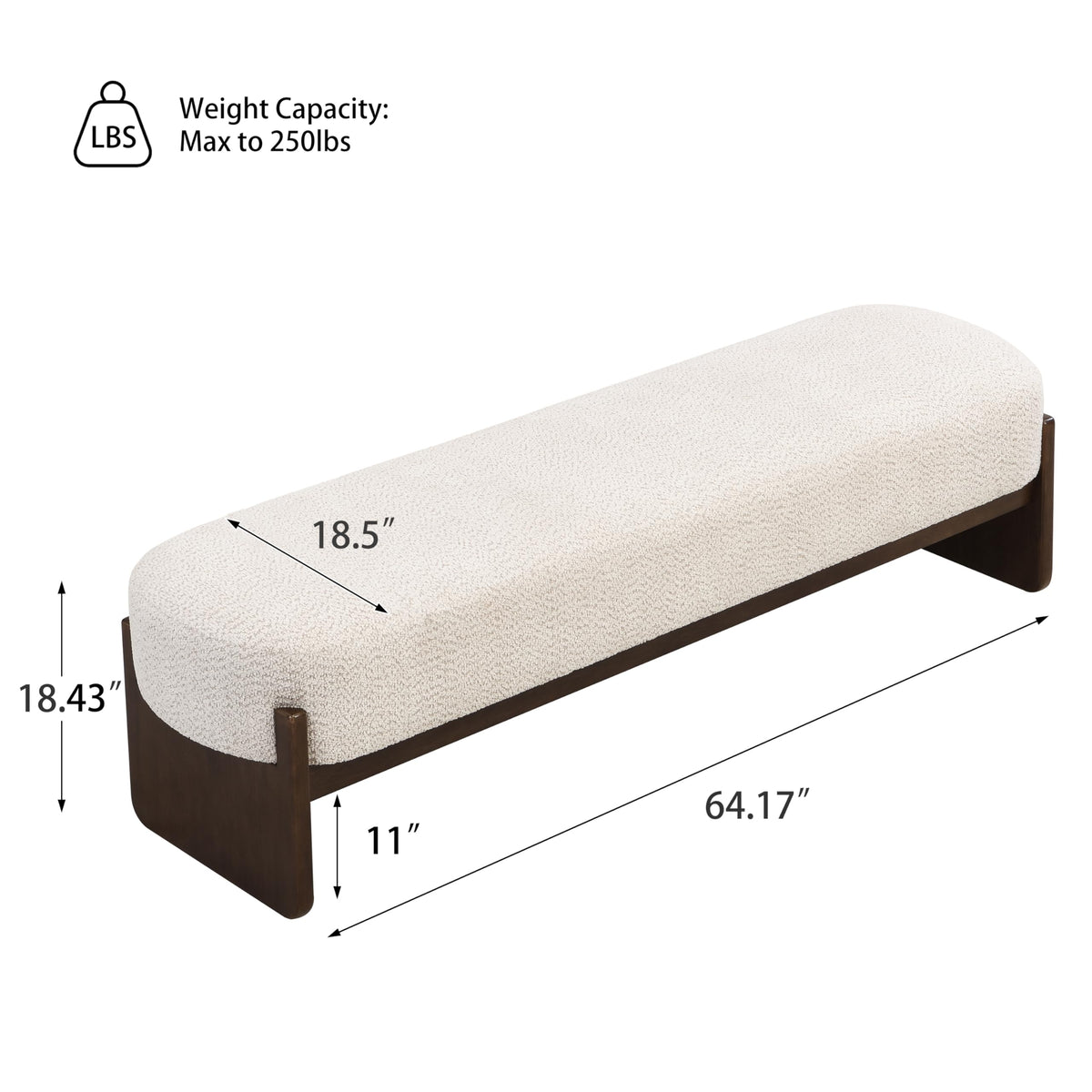 Beige Brown Loop Yarn Fabric Ottoman Bench F740