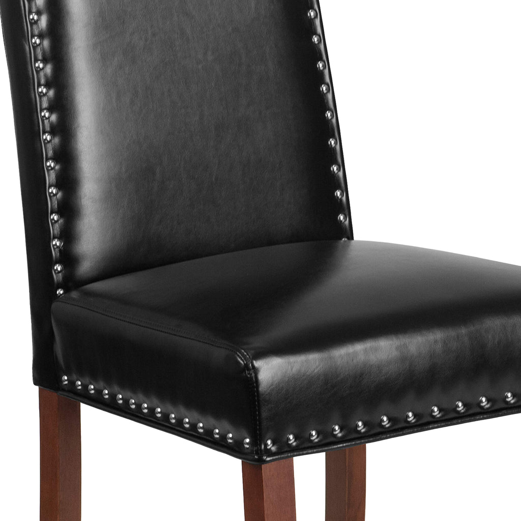 Black LeatherSoft Parsons Chair with Nail Trim C511529