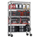 5-Tier Adjustable Heavy Duty Steel Wire Shelving Unit with Wheels E34624