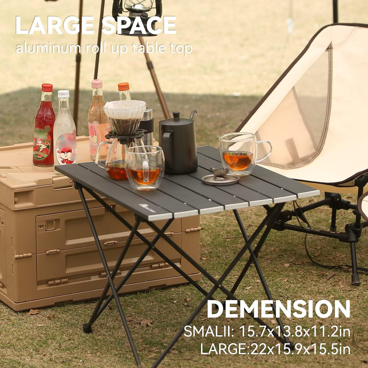 Ultralight Folding Camping Table with Carry Bag Black Q97946