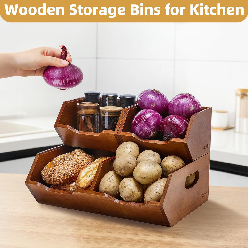 Wood 2-tier Stackable Pantry Organizer J519