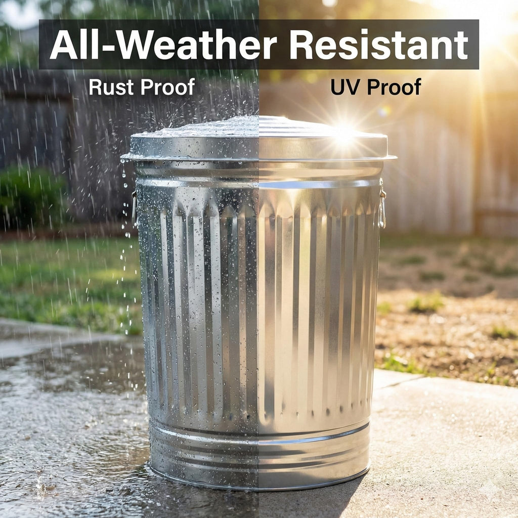 31 Gallon Galvanized Steel Locking Lid Trash Can D3630