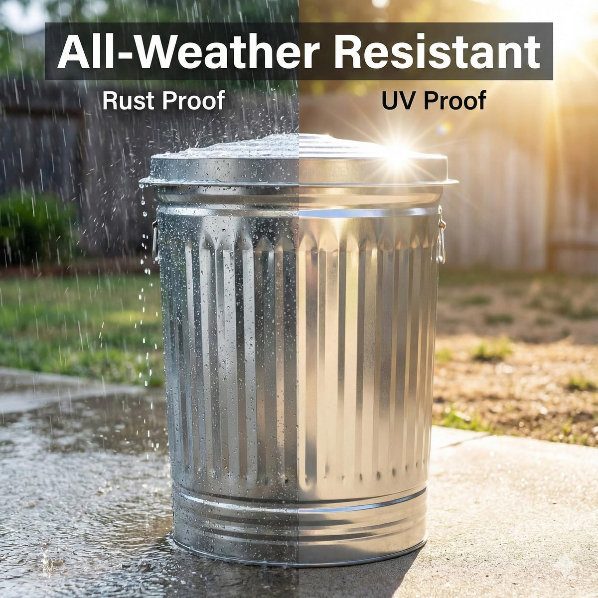 31 Gallon Galvanized Steel Locking Lid Trash Can D3630