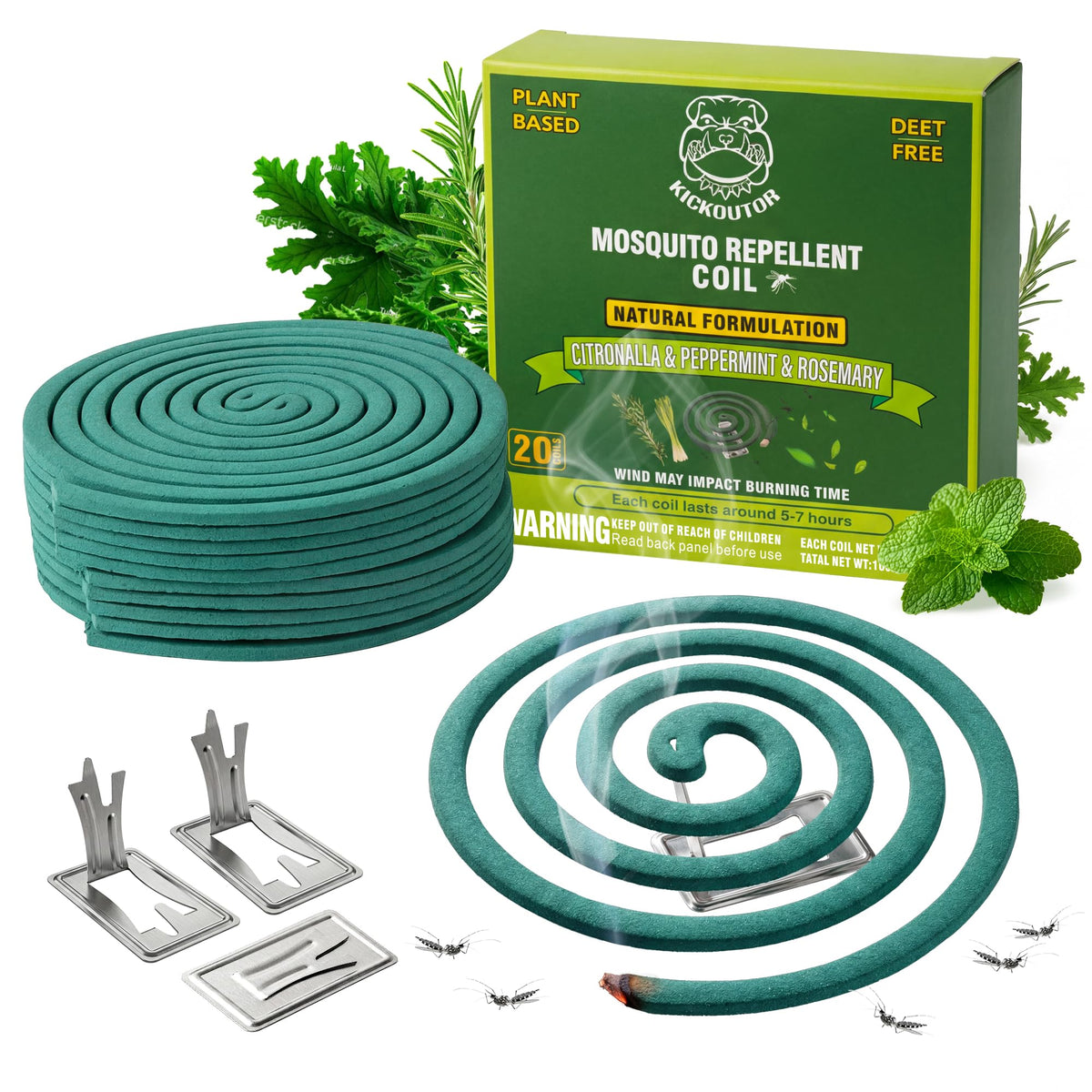 Mosquito Repellent Incense Coils with Citronella Oil, 20 Count B70574