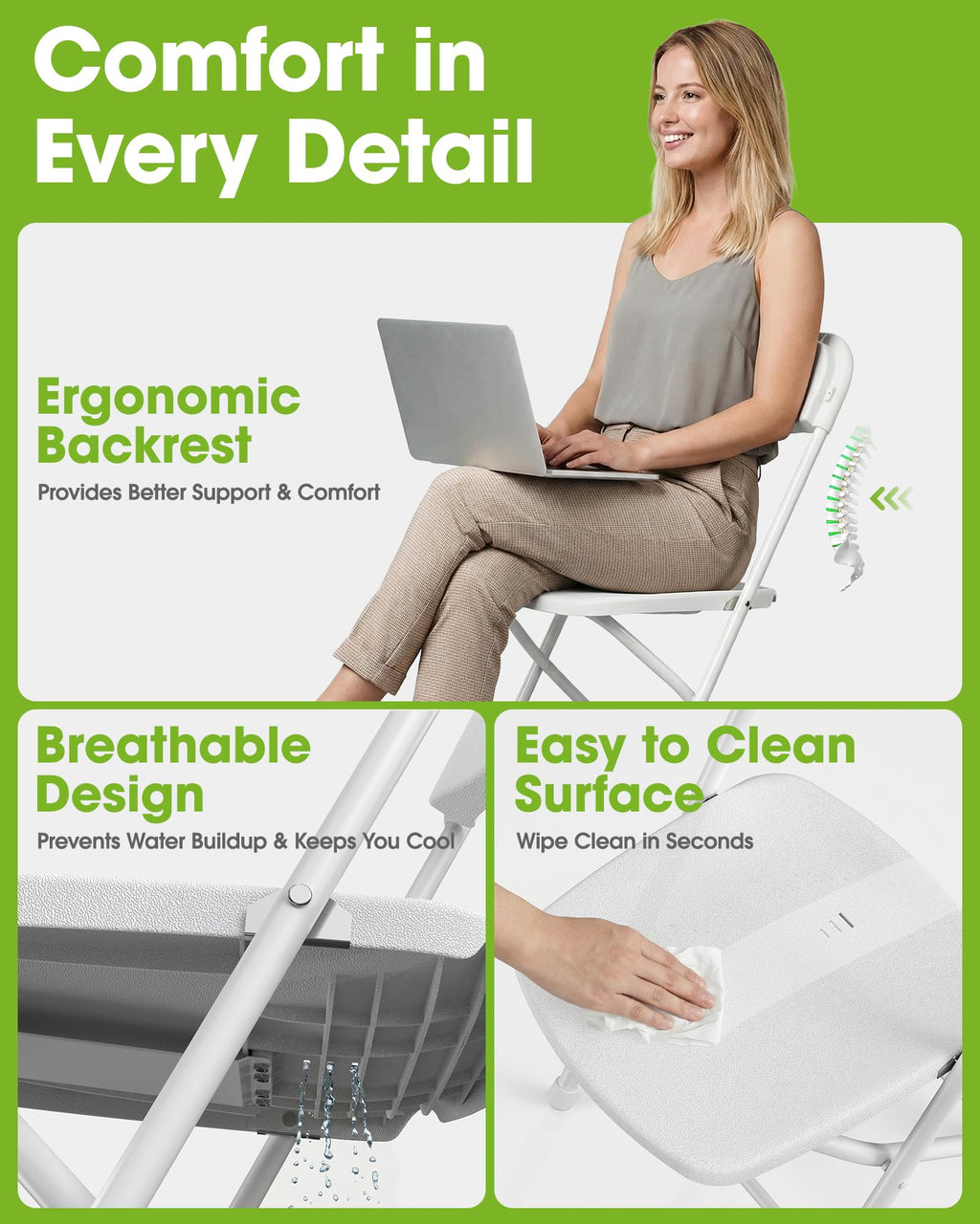 White 6-Pack Folding Chairs 440 lbs Capacity D332