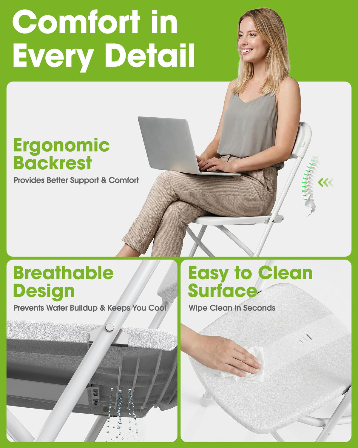 White 6-Pack Folding Chairs 440 lbs Capacity D332