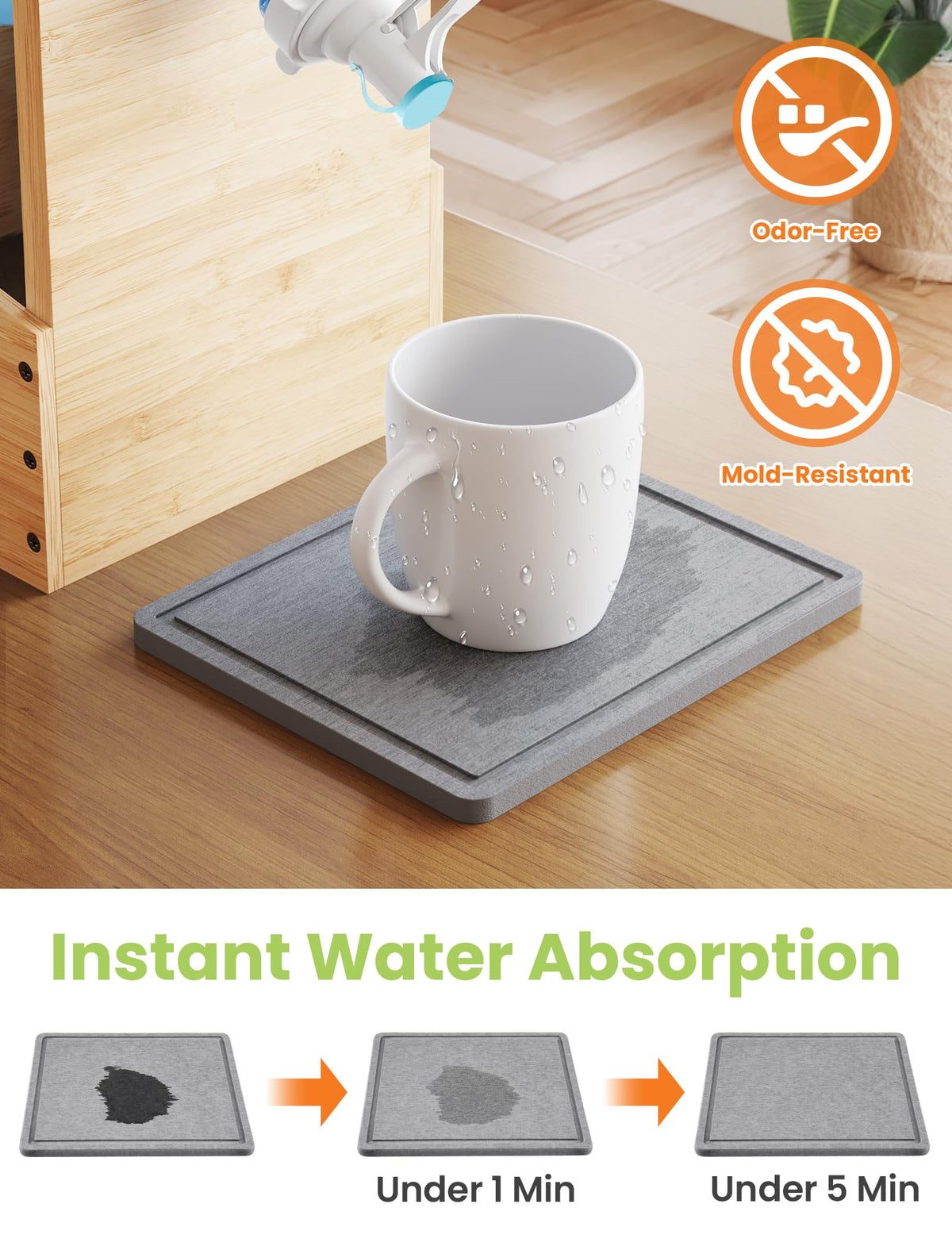 5 Gallon Wood Water Jug Stand with Diatomite U131