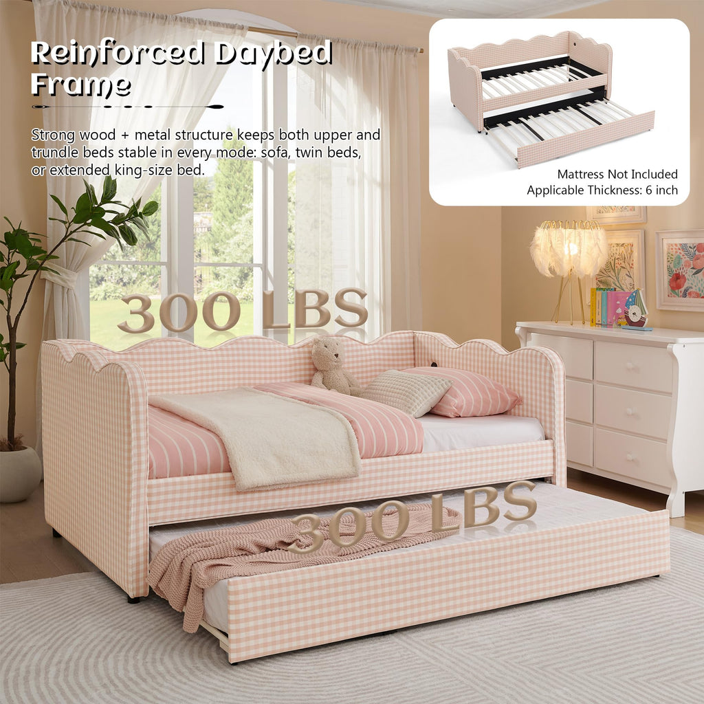 Twin to King Upholstered Daybed with Pop Up Trundle Bed V2722