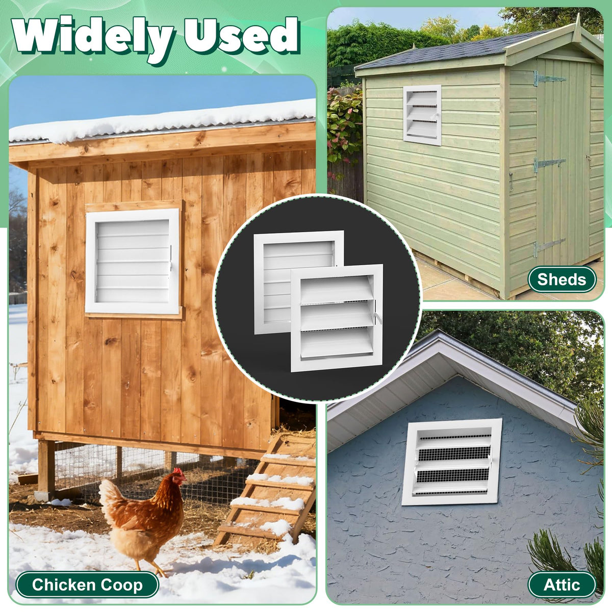 Adjustable Aluminum Alloy Chicken Coop Vent with Screen Mesh I305741