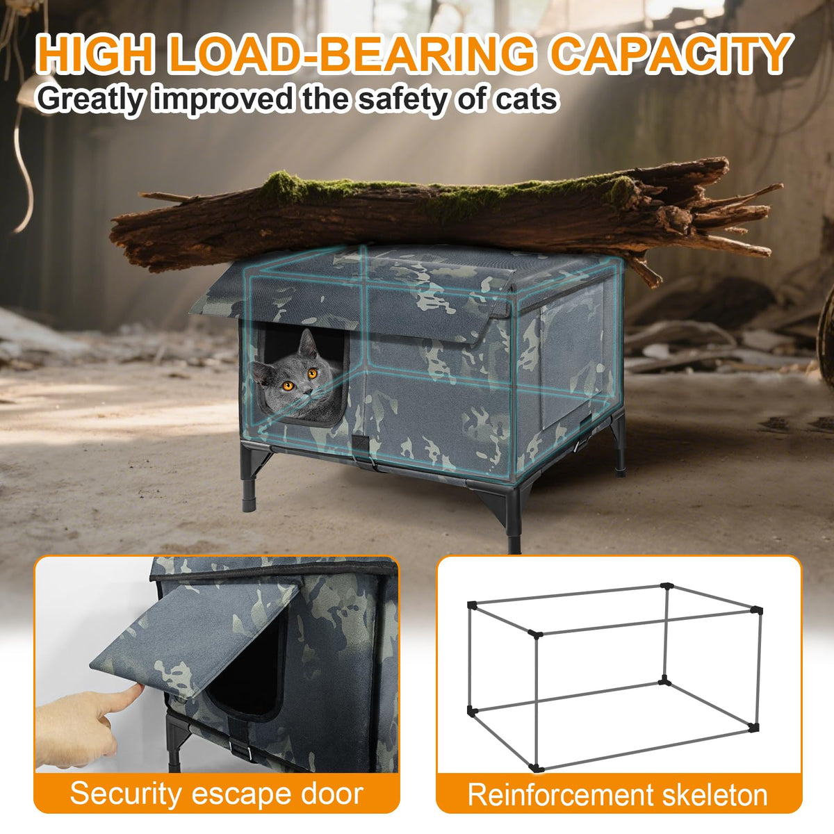 Heated Cat House with Escape Door P2946