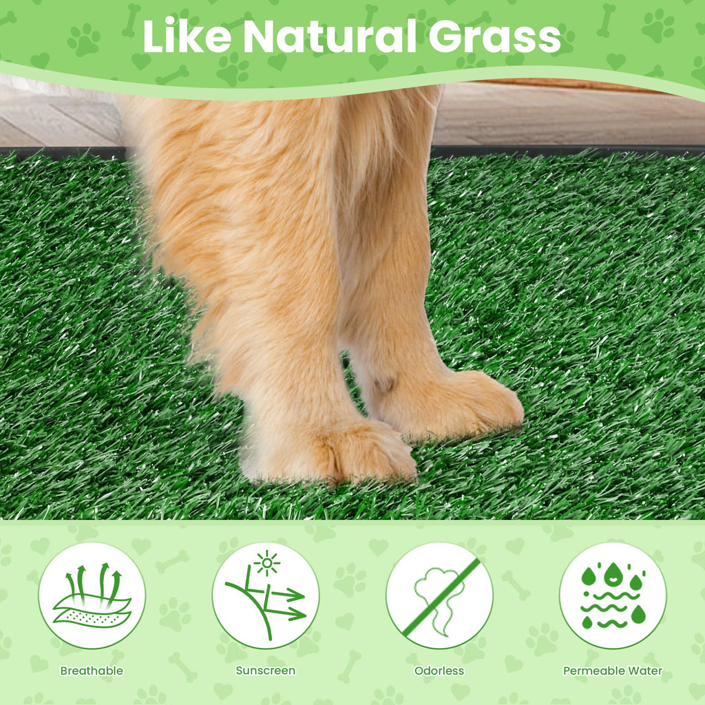 20x25 Inch Reusable Artificial Turf Dog Grass Pad with Tray T9673