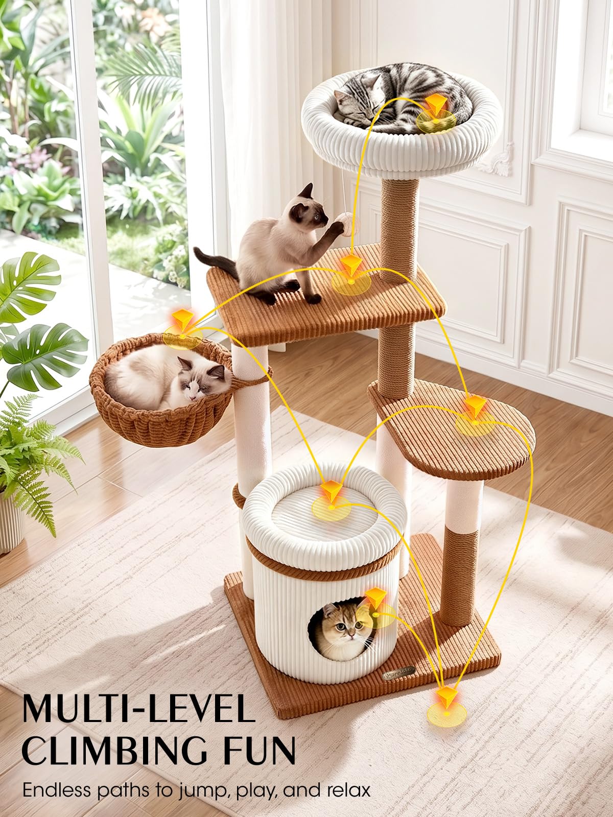 52" Corduroy Cat Tree Tower I291251