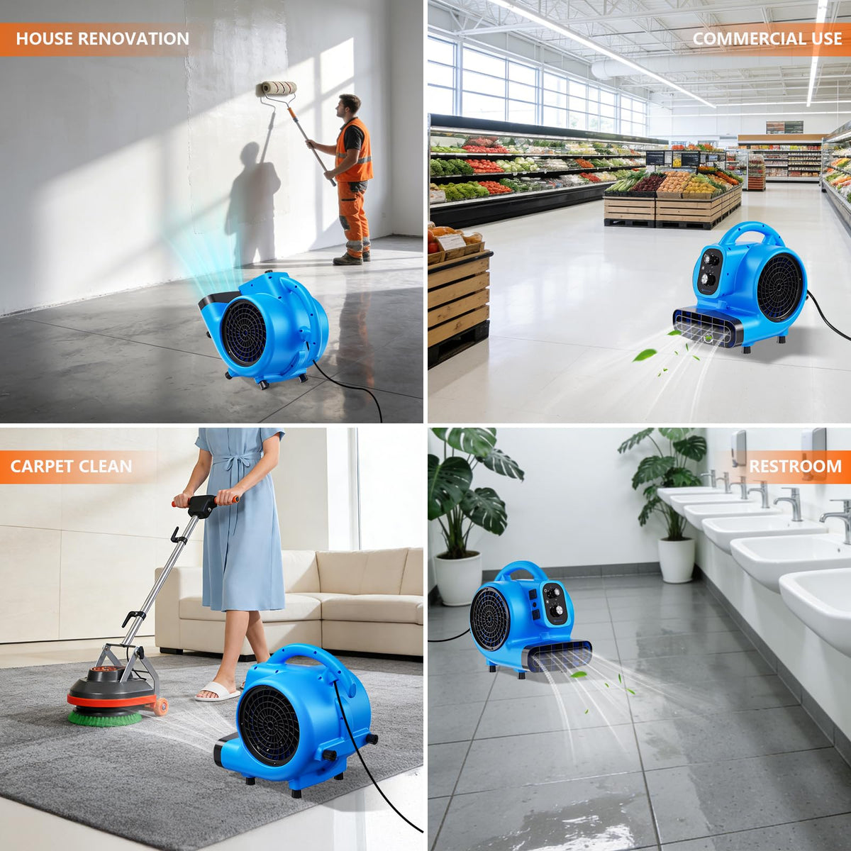 1/4 HP 1000 CFM Portable Air Mover Blower Fan Q56427