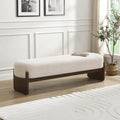 Beige Brown Loop Yarn Fabric Ottoman Bench F740