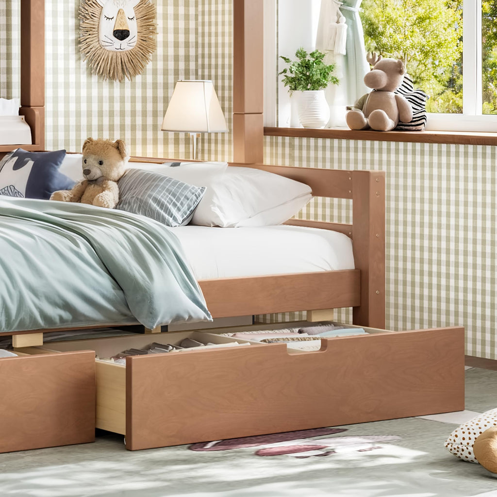 Twin Over Full Size Wooden Bunk Bed with Drawers & Ladder I527752