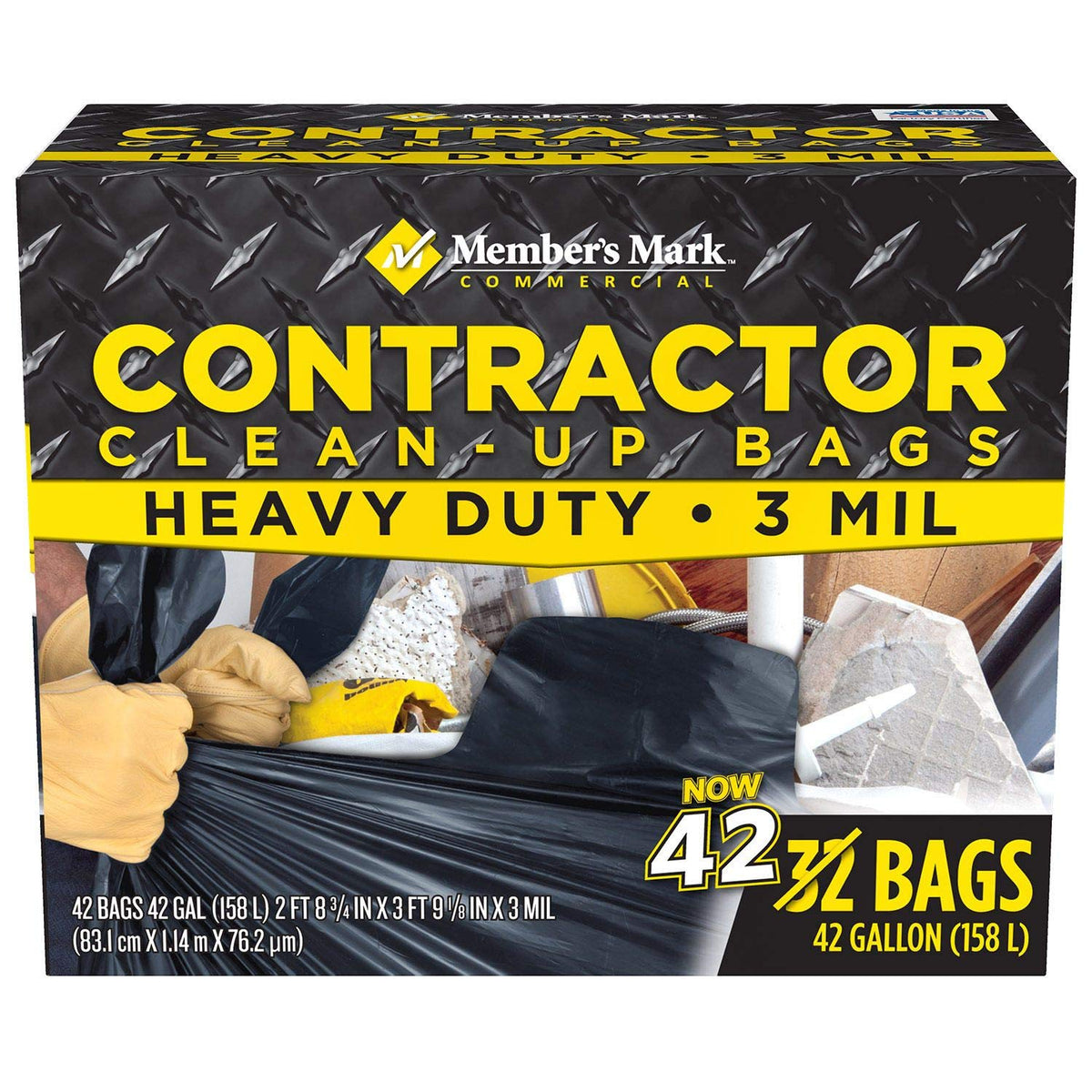 Commercial Contractor Clean-up Trash Bags 42 Gal. 42 Ct. X726857