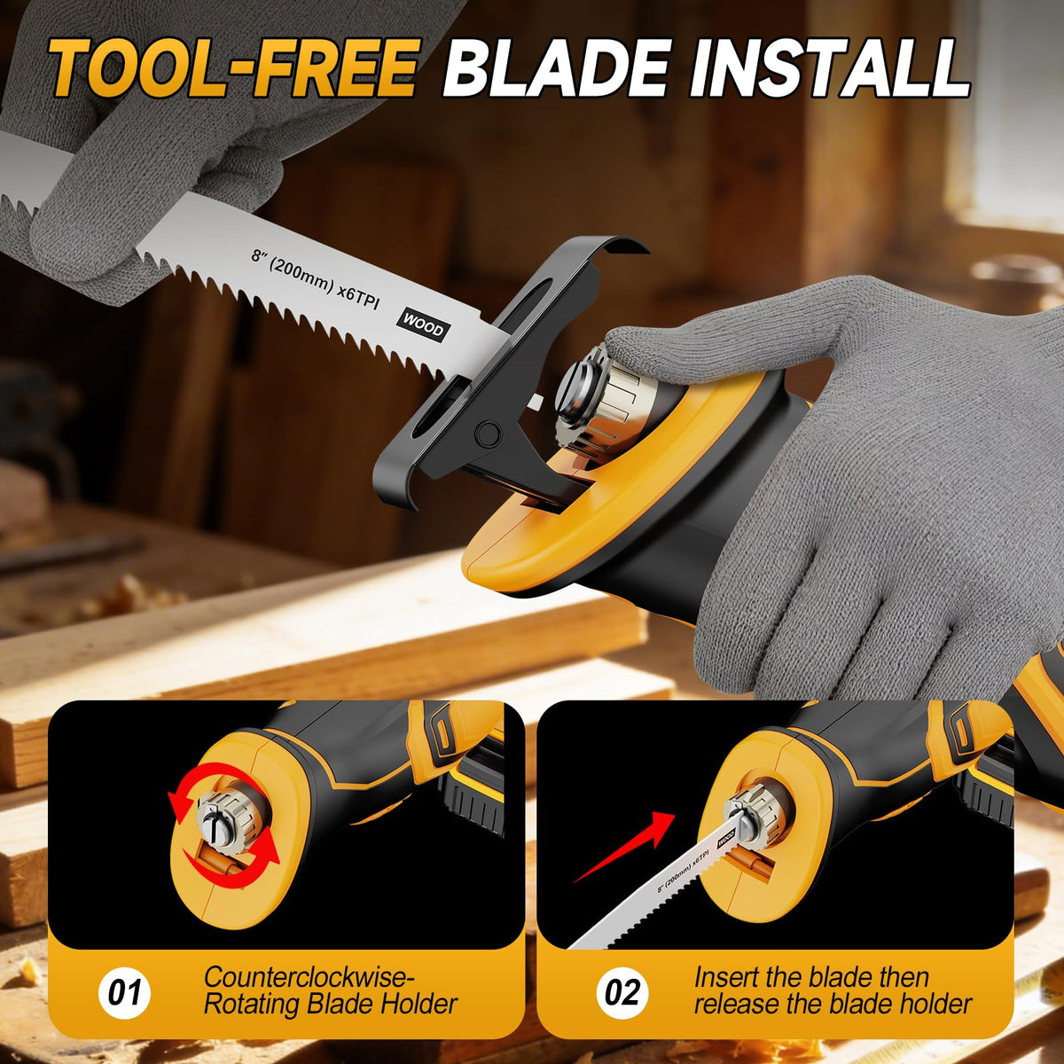 Cordless Brushless Reciprocating Saw with 8 Blades K32658
