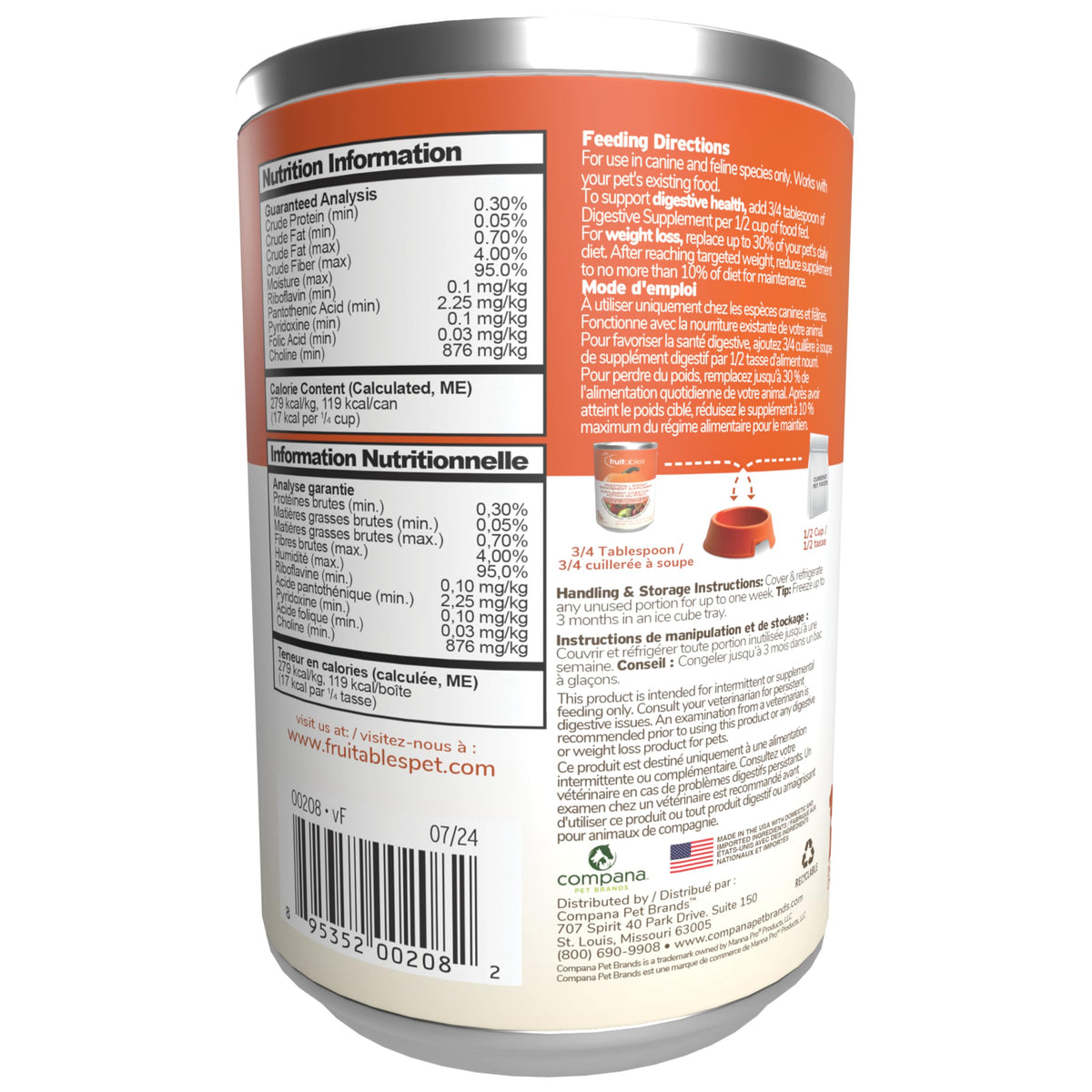 Pumpkin Digestive Supplement for Dogs 15oz D298