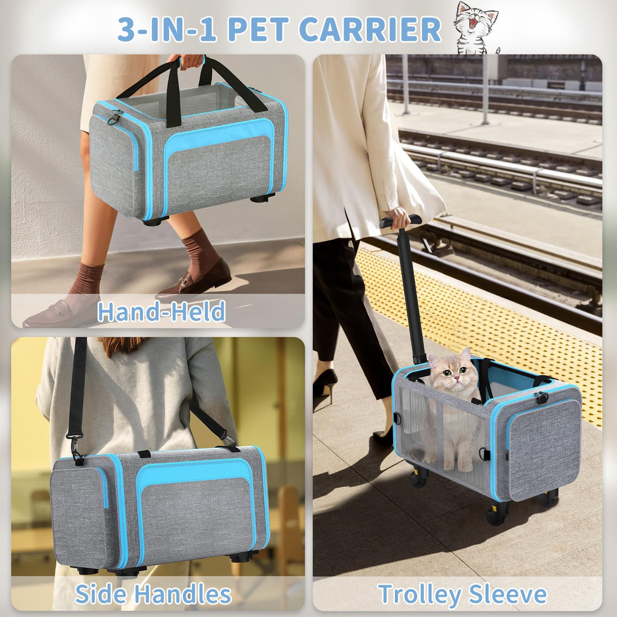 Pet Carrier with Wheels 18x11x11 V904