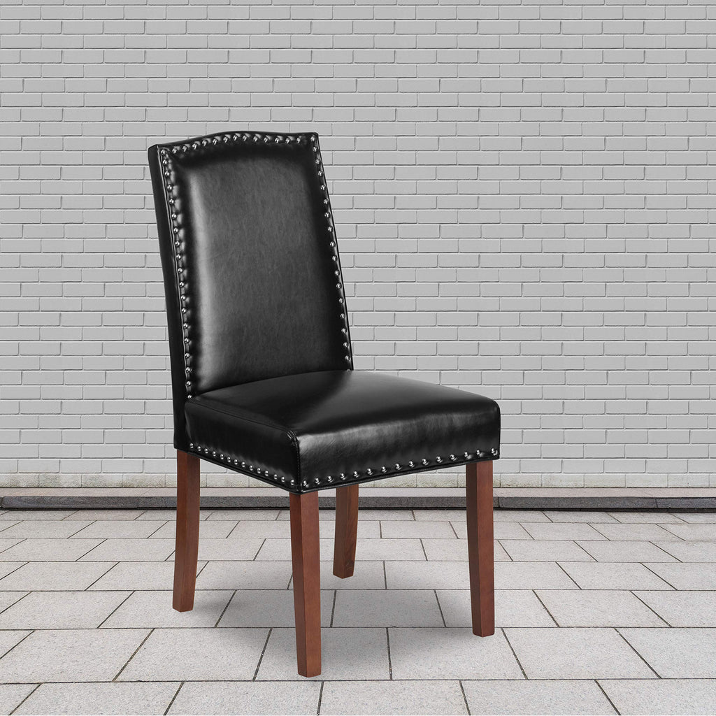Black LeatherSoft Parsons Chair with Nail Trim C511529