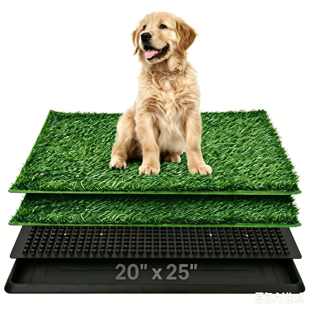 20x25 Inch Reusable Artificial Turf Dog Grass Pad with Tray T9673