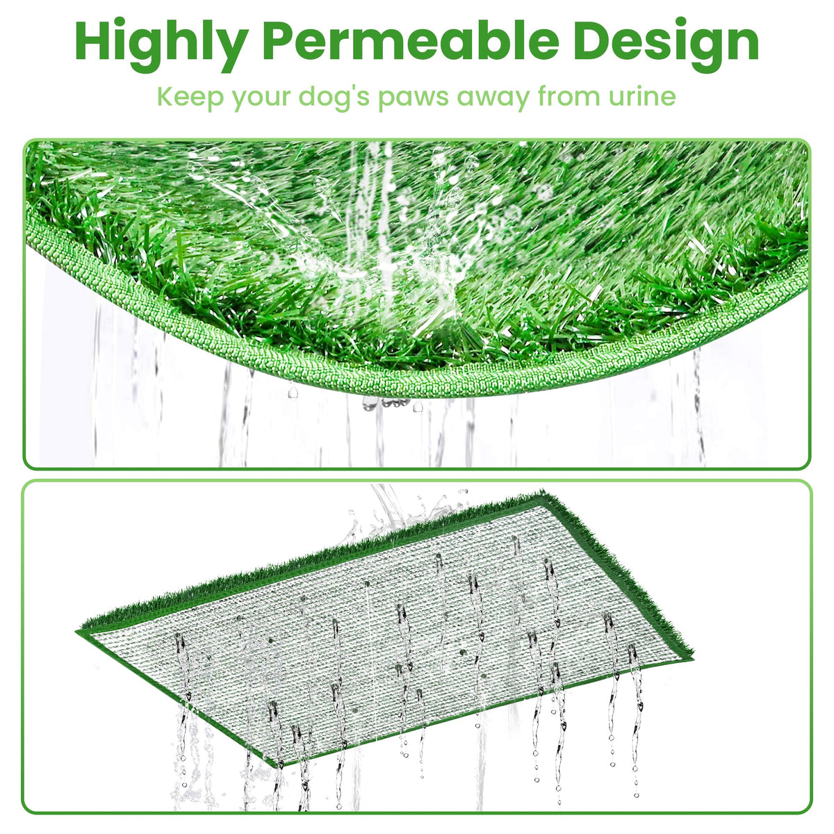 20x25 Inch Reusable Artificial Turf Dog Grass Pad with Tray T9673