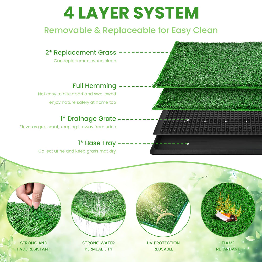 20x25 Inch Reusable Artificial Turf Dog Grass Pad with Tray T9673