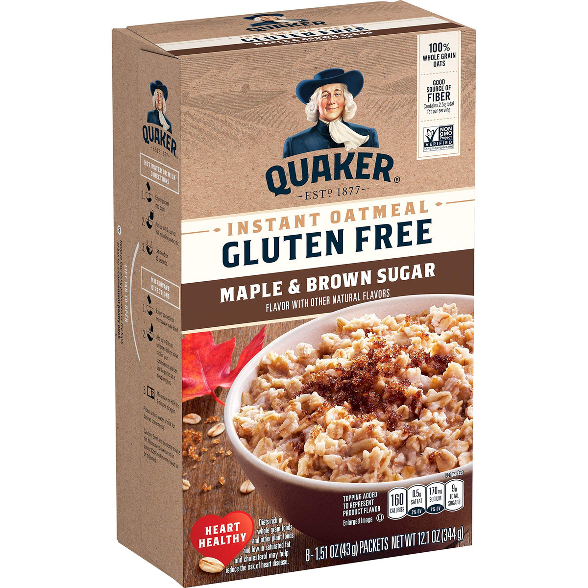 Instant Oatmeal, Gluten Free, Maple & Brown Sugar, 1.51 Oz (Pack of 8) Z925