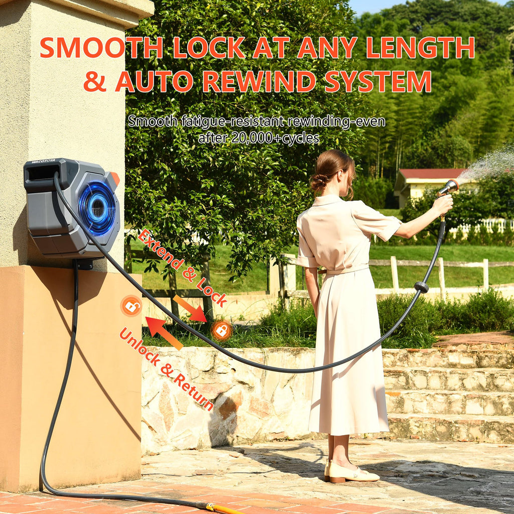 Retractable Garden Hose Reel, 5/8 in x100 ft Heavy Duty Wall Mount K987929